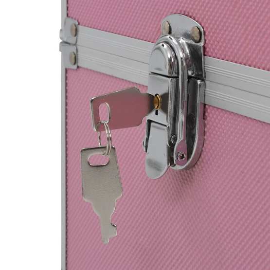 Sminklåda 37X24X35 Cm Rosa Aluminium-1