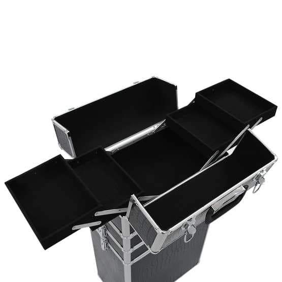 Sminklåda Aluminium Svart Med Krokodilmönster