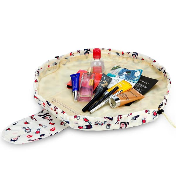 Kosmetikväska Sminkväska Toalettväska Kosmetisk påse Tvättväska Necessär Makeup Bag med dragsko för att dra ihop och 2 innerfack
