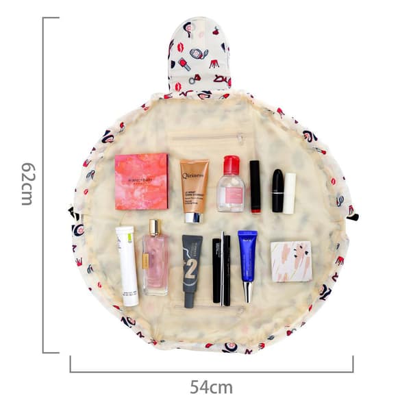 Kosmetikväska Sminkväska Toalettväska Kosmetisk påse Tvättväska Necessär Makeup Bag med dragsko för att dra ihop och 2 innerfack