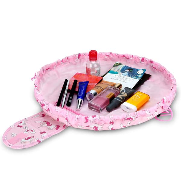 Kosmetikväska Sminkväska Toalettväska Kosmetisk påse Tvättväska Necessär Makeup Bag med dragsko för att dra ihop och 2 innerfack