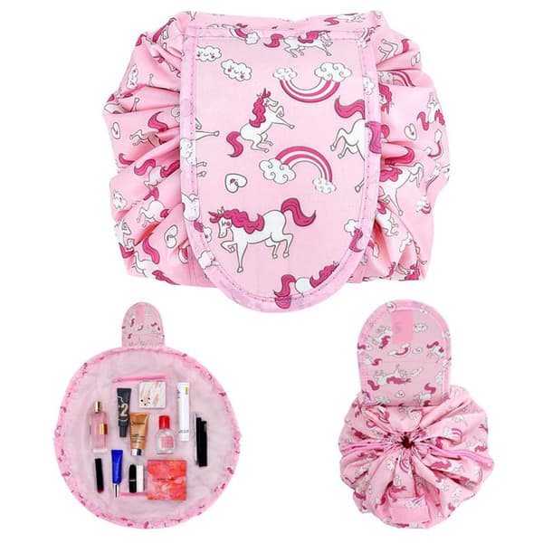 Kosmetikväska Sminkväska Toalettväska Kosmetisk påse Tvättväska Necessär Makeup Bag med dragsko för att dra ihop och 2 innerfack