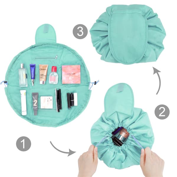 Kosmetikväska Sminkväska Toalettväska Kosmetisk påse Tvättväska Necessär Makeup Bag med dragsko för att dra ihop och 2 innerfack