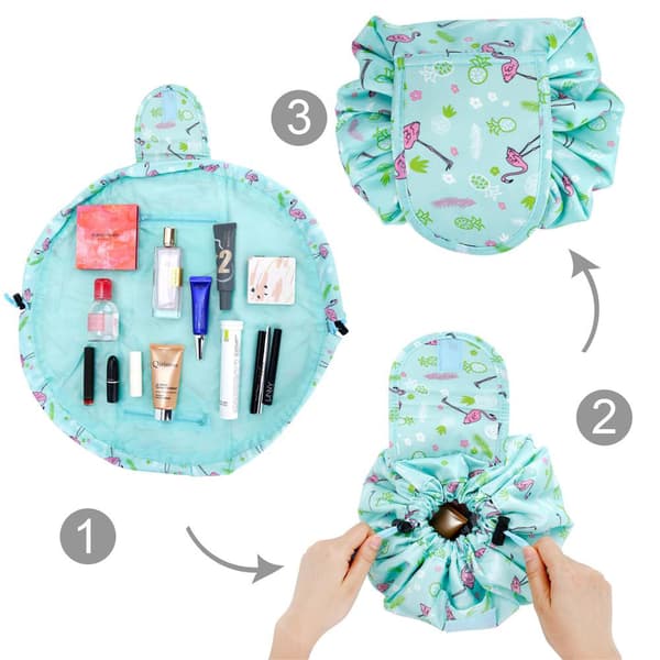 Kosmetikväska Sminkväska Toalettväska Kosmetisk påse Tvättväska Necessär Makeup Bag med dragsko för att dra ihop och 2 innerfack