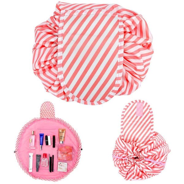 Kosmetikväska Sminkväska Toalettväska Kosmetisk påse Tvättväska Necessär Makeup Bag med dragsko för att dra ihop och 2 innerfack