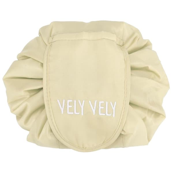 Kosmetikväska Sminkväska Toalettväska Kosmetisk påse Tvättväska Necessär Makeup Bag med dragsko för att dra ihop och 2 innerfack kashem beige