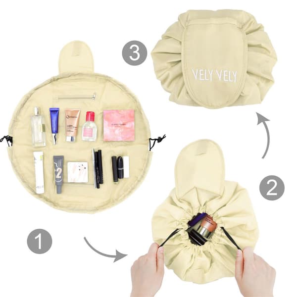 Kosmetikväska Sminkväska Toalettväska Kosmetisk påse Tvättväska Necessär Makeup Bag med dragsko för att dra ihop och 2 innerfack