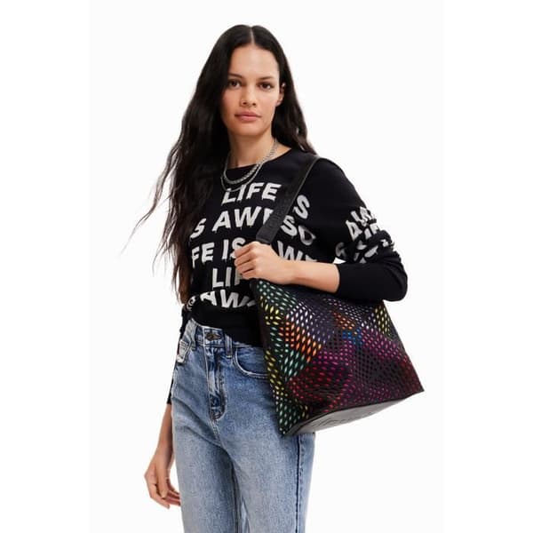 Desigual Maya Butan handväska för dam - svart/lila/orange - TU