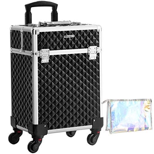 Songmics Cosmetic Case -vaunumeikkikotelo kahvalla, 4 yleispyörää, musta