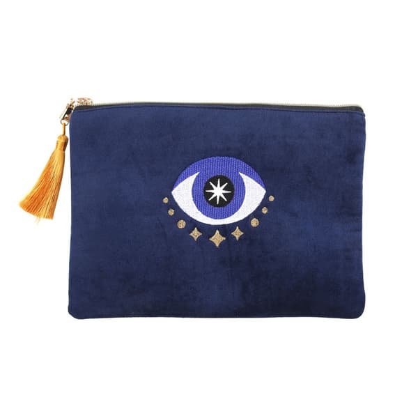 Something Different All Seeing Eye Velvet Cosmetic Bag Blue/Gold One Size