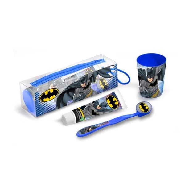 Toalettväska - Batman - 4 delar - Tandborste - Tandkräm - Mugge