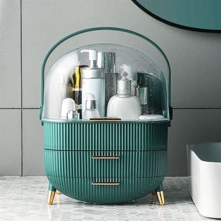 UNIQ Retro Sminkeboks Organiser - Mørkegrønn Mint