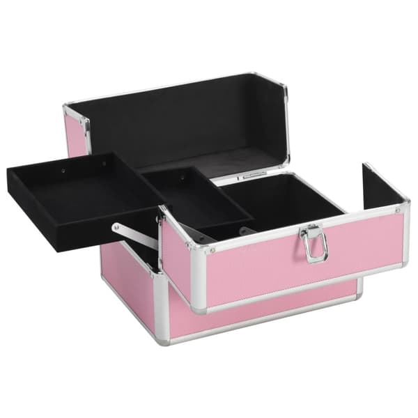 makeupkuffert 22 x 30 x 21 cm pink aluminium