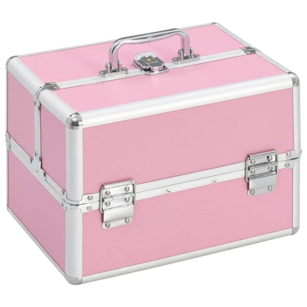 makeupkuffert 22 x 30 x 21 cm pink aluminium