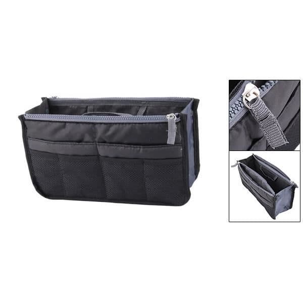 Låda Dragkedja Nylon Kosmetisk Organizer Resväska Svart