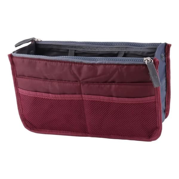 Dragkedja Nylon Kosmetisk Organizer Resväska Burgundy