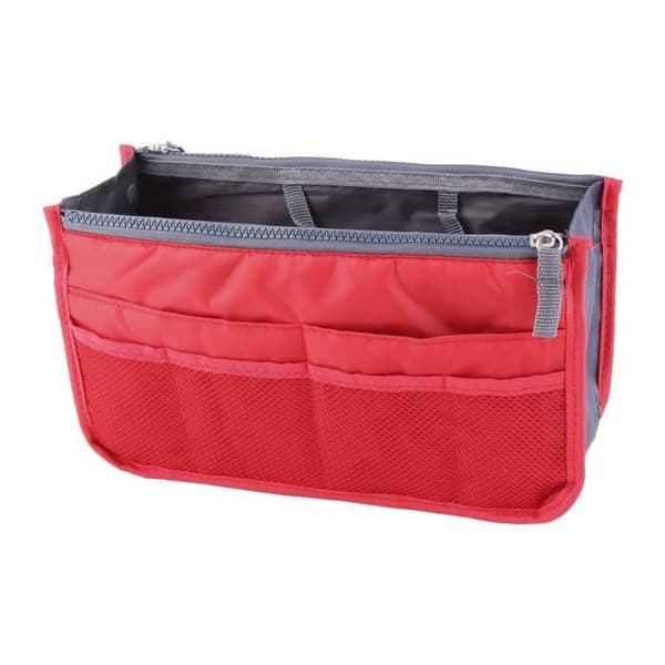 Dragkedja Nylon Kosmetisk Organizer Resväska Röd
