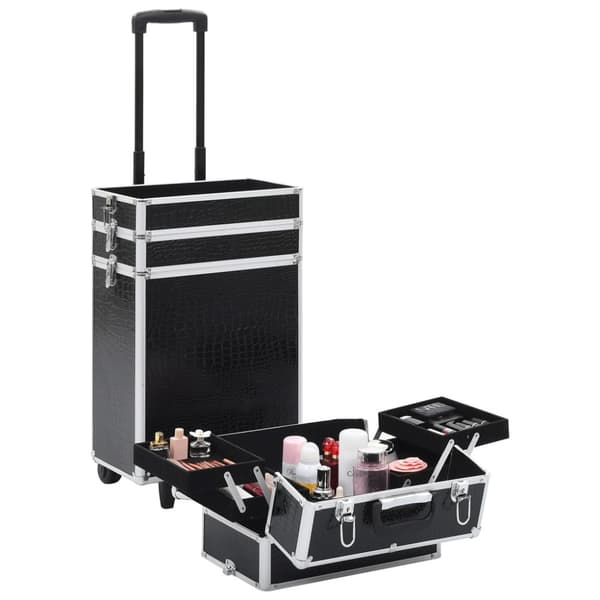 The Living Store makeupkuffert med krokodillemønster aluminium sort -  Kosmetik- & toilettasker