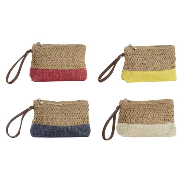 Toilettaske DKD Home Decor Fiber Gul Blå Hvid Rød Beige 20 x 5 x 15 cm (4 Dele)