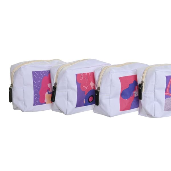 Rejsetoilettaske DKD Home Decor Hvid polialgodon 15 x 6 x 12 cm (4 enheder)