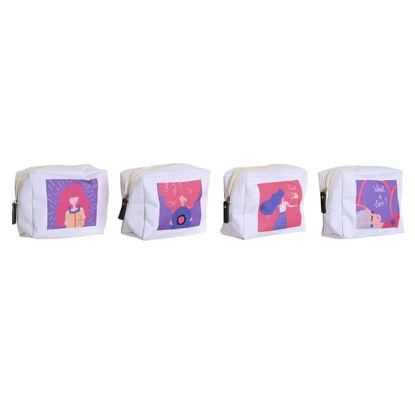 Rejsetoilettaske DKD Home Decor Hvid polialgodon 15 x 6 x 12 cm (4 enheder)