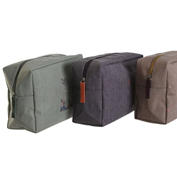 Rejsetoilettaske DKD Home Decor Brun Grøn Bourgogne 20 x 8 x 14 cm