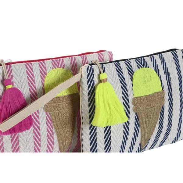 Toalettveske Home ESPRIT Blå Rosa 26 x 2 x 19 cm (2 enheter)