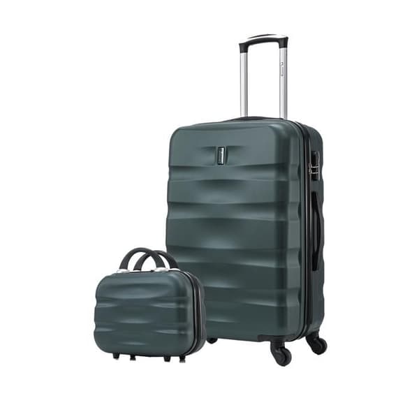 CELIMS - Medium Weekend resväska Set med sminkväska/necessär 35cm styv och lätt | Håll storlek 20kg 65cm | Grön