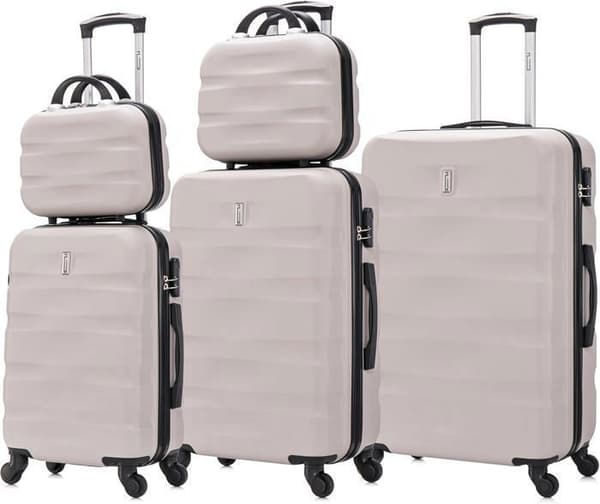 CELIMS - Resväska Set | Mellanstor resväska med toalettväska / sminkväska | Mellanstor styv resväska 65cm | Grå