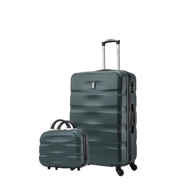 CELIMS - Stor resväska med sminkväska/necessär 35cm | Håll storlek 23kg 75cm | Integrerat lås | ABS | Grön