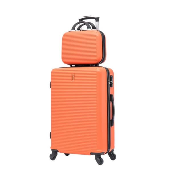 CELIMS - Medium Weekend resväska Set med sminkväska/necessär 35cm styv och lätt | Håll storlek 20kg 65cm | Orange