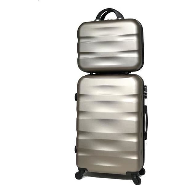 CELIMS - Medium Weekend Resväska Set med Underdel / Toalettväska 35cm | Håll storlek 20kg 65cm | Champagne