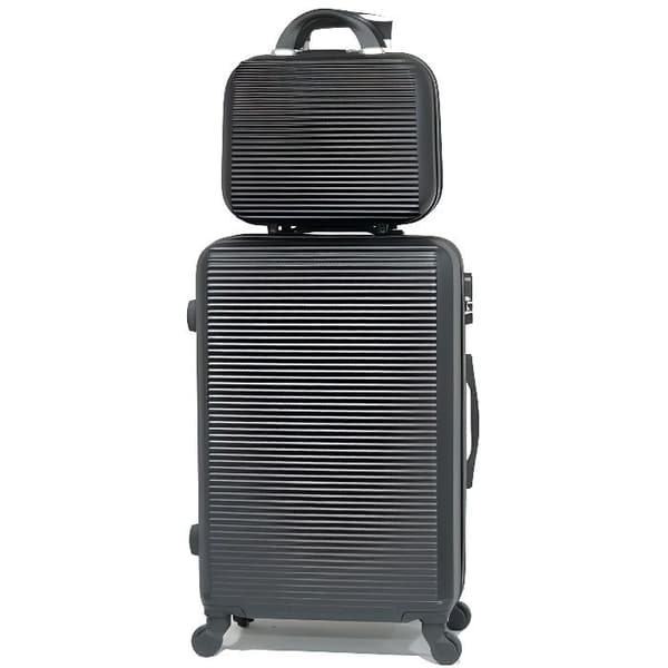 CELIMS - Medium Weekend resväska Set med sminkväska/necessär 35cm styv och lätt | Håll storlek 20kg 65cm | Svart