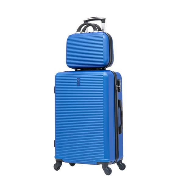 CELIMS - Medium Weekend resväska Set med sminkväska/necessär 35cm styv och lätt | Håll storlek 20kg 65cm | Blå