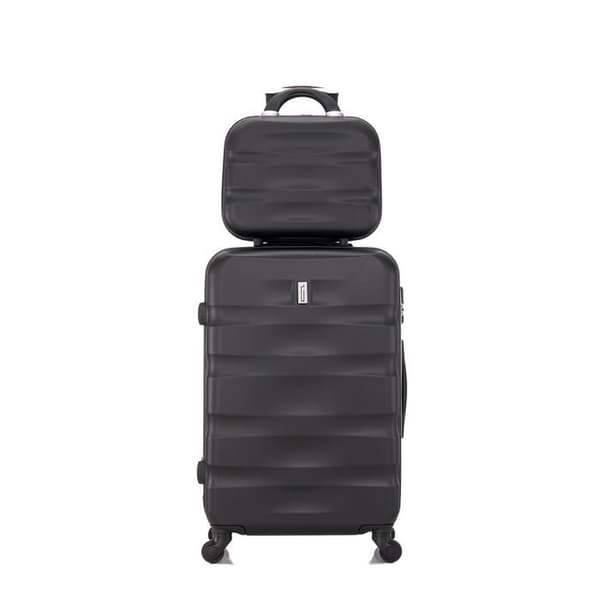 CELIMS - Resväska Set | Medium resväska med toalettartiklar/sminkväska | Medium resväska Stel Lättviktshållare 65cm | Svart