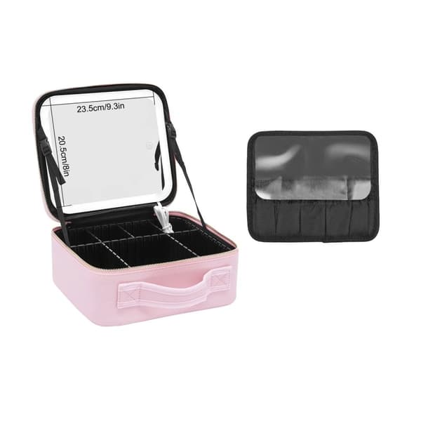 Makeup Organizer, LED-belysning, Elegant Design,Lyserød Lyserød
