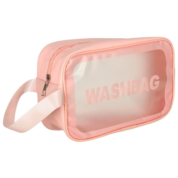 Gennemsigtig rejse-kosmetiktaske, 3 dele, pink