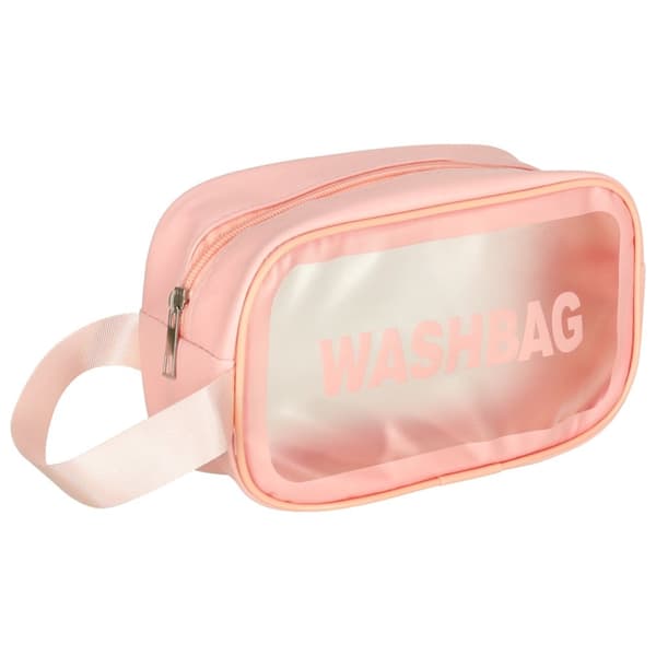 Transparent resekosmetikväska, 3 delar, rosa