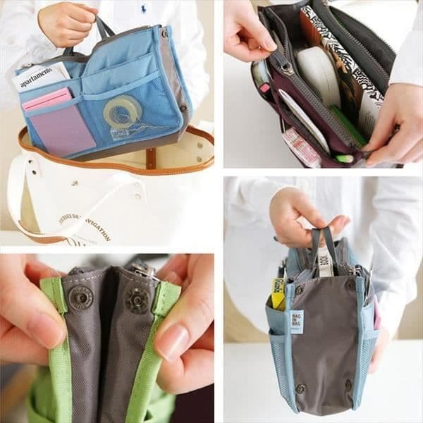 Organizer Insert Bag Dam Nylon Rese Insert Organizer Handväska Handväska Large Liner Dam Makeup Kosmetikväska