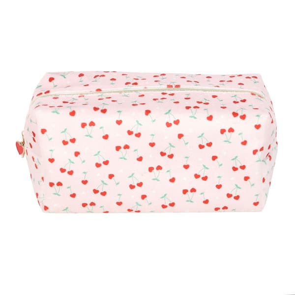 Something Different Heart Cherry Toiletry Bag Baby Pink/Red/Green One Size