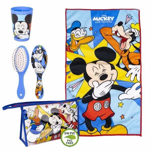 Rejsetoilettaske-sæt til børn Mickey Mouse 4 Dele