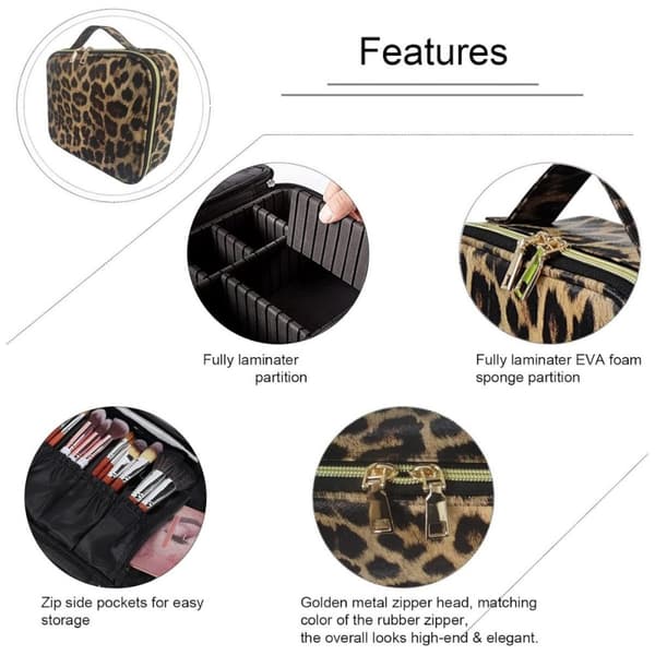 UNIQ Makeup reiseveske - Kosmetisk veske for all makeup - Leopard
