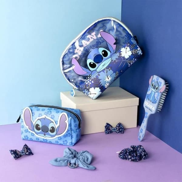 Necessär - Disney - Stitch Ohana Flower - 100 % PU-läder - Mjuk - Dragkedja