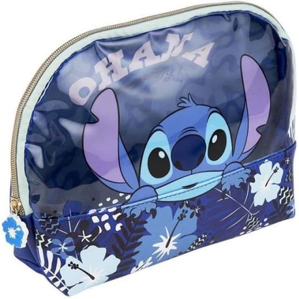Necessär - Disney - Stitch Ohana Flower - 100 % PU-läder - Mjuk - Dragkedja