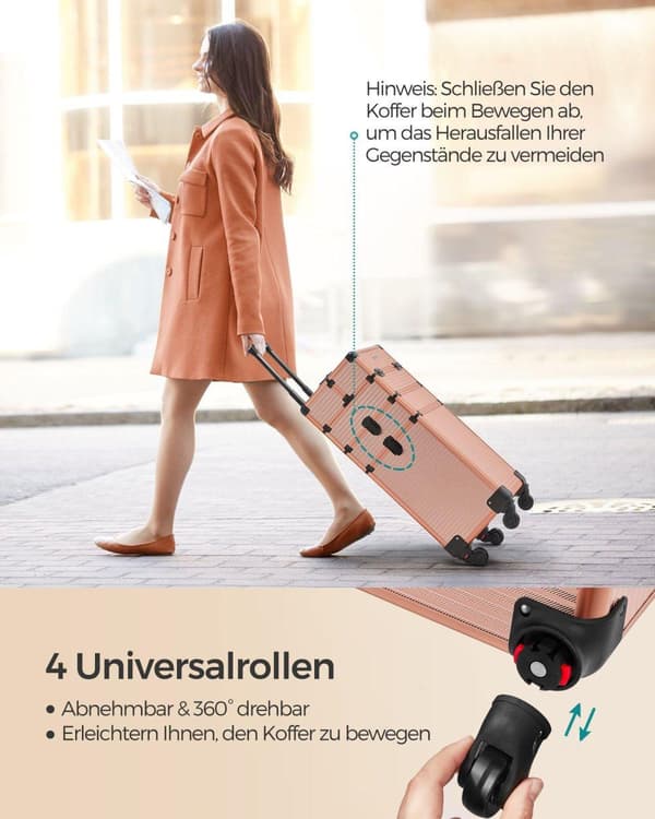 Trolley, SONGMICS Kosmetiikkalaukku, 34x24x79 cm, Kulta