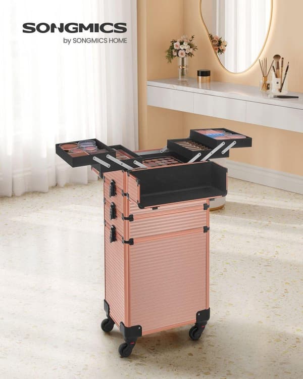 Trolley, SONGMICS Kosmetiikkalaukku, 34x24x79 cm, Kulta
