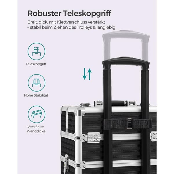 Trolley, SONGMICS Kosmetikkuffert, 34x24x79 cm, Sort