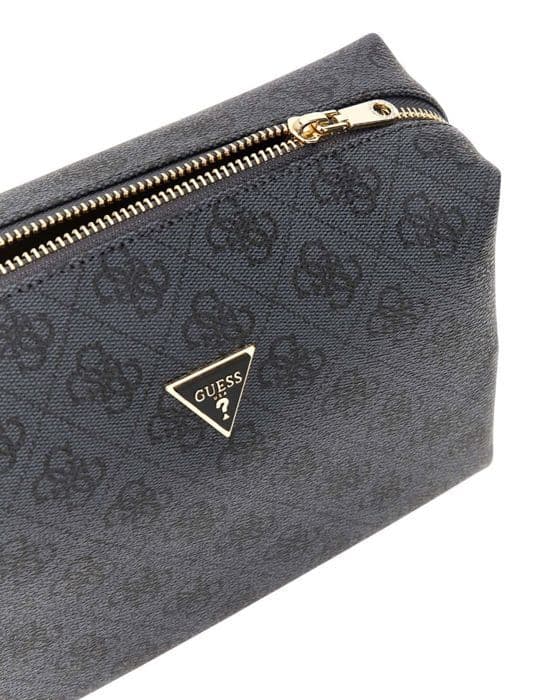 GUESS Necessär antracit svart för kvinnor - Orlina Dubbel Dragkedja Kosmetisk Väska Kol Logotyp 290627