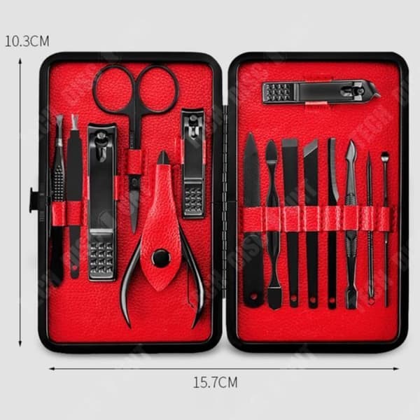 Manikyrskärare - TD® - Set med 15 delar - Rostfritt stål - Svart - Blandat