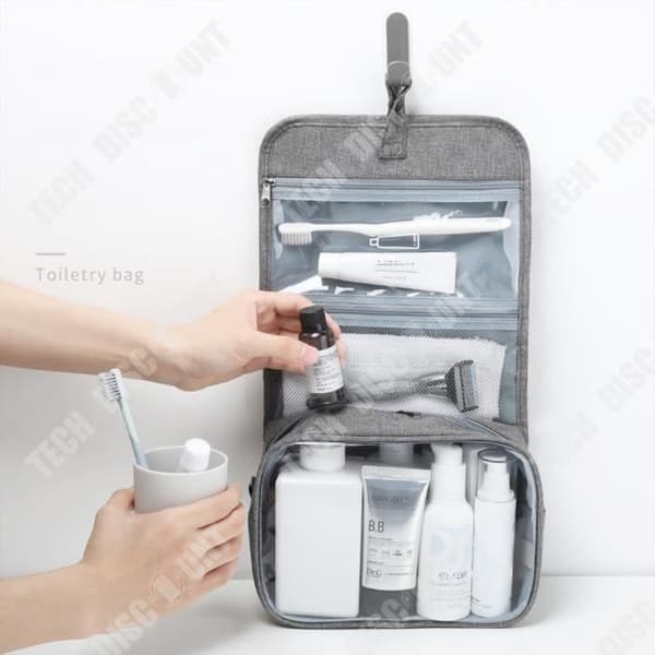 TD® Business Travel Wash Bag Foldbar Bärbar Kosmetikväska Multifunktionell förvaringsväska för män och kvinnor Grå